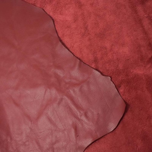 Cherry Red Textured Leather Hide HIDE636
