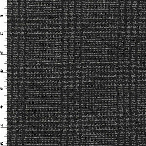 *5 7/8 YD PC--Black/Gray Glen Plaid Wool Blend Knit DFWAP0002298
