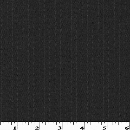 *1 7/8 YD PC--Pitch Black/White Semi Opaque Striped Wool Shirting DFWAP0002322