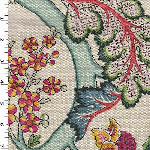 *8 3/8 YD PC--Beige/Green/Pink Multi Leaf Designer Printed Canvas Home Decorating Fabric DFW2208-X