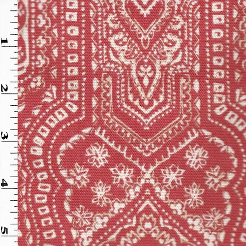 *10 7/8 YD PC--Red/White Paisley Printed Canvas Home Decorating Fabric DFW2213-X
