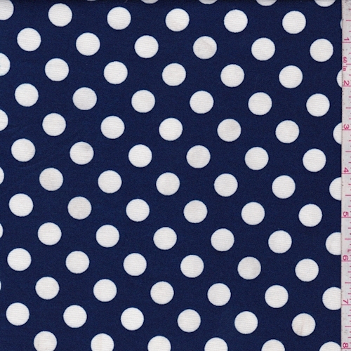 Deep Blue/White Polka Dot Ponte Double Knit