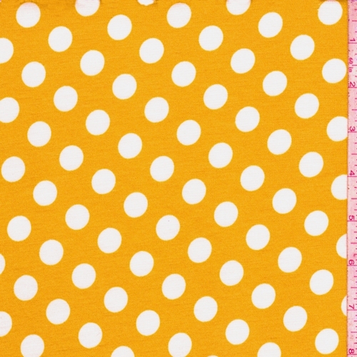 Golden Yellow/White Polka Dot Ponte Double Knit