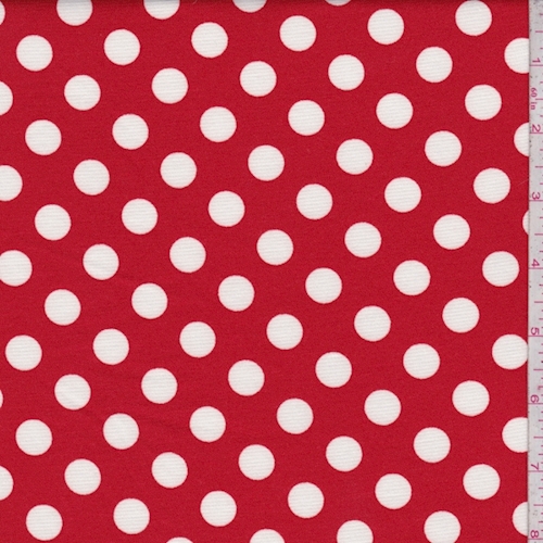 Red/White Polka Dot Ponte Double Knit