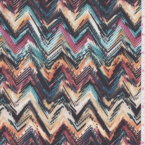 Buff/Mulberry Flamestitch Chevron Charmeuse