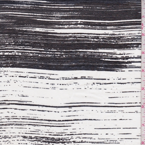 Black/Pearl Brush Stroke Stripe Lawn