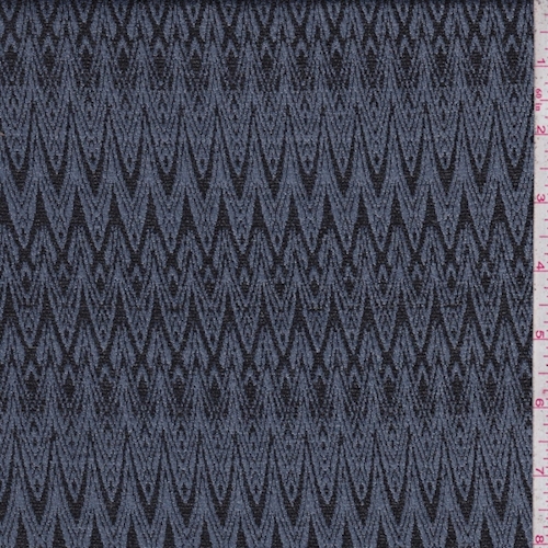 Pewter Blue/Black Art Deco Jacquard Double Knit