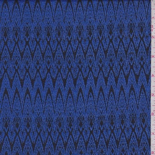 Electric Blue/Black Art Deco Jacquard Double Knit