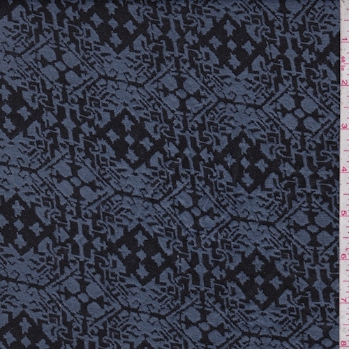 Blue Pewter/Black Scroll Octagon Jacquard Double Knit