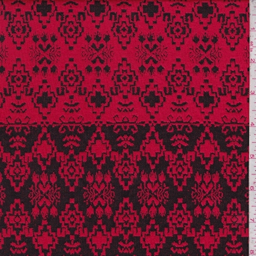 Cherry/Black Aztec Stripe Jacquard Double Knit