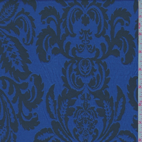 Electric Blue/Black Damask Jacquard Double Knit