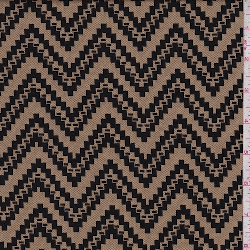 Sandy Tan/Black Jagged Chevron Jacquard Double Knit