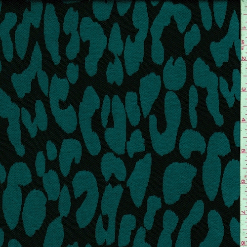 Black/Teal Animal Print Jacquard Double Knit