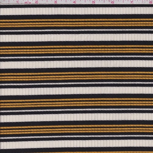 Ivory/Black/Gold Stripe Poor Boy Rib Knit