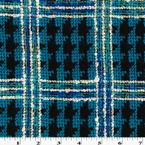 Turquoise/Multi Wool Blend Abstract Plaid Woven Jacketing APS00187