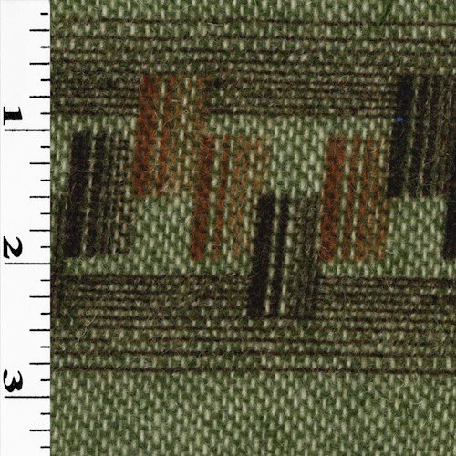 Moss/Brown/Ivory Wool Blend Abstract Printed Woven Jacketing APS00192