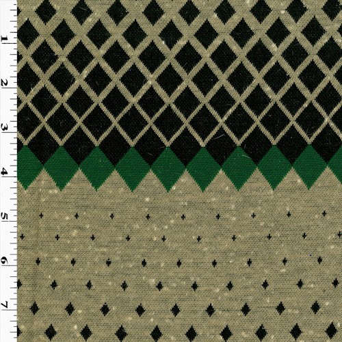Beige/Black/Green Wool Blend Diamond Double Jacquard Knit APS00197