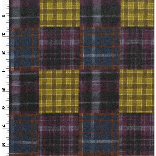 Purple/Antique Yellow/Multi Check Plaid Printed Flannelette APS00292