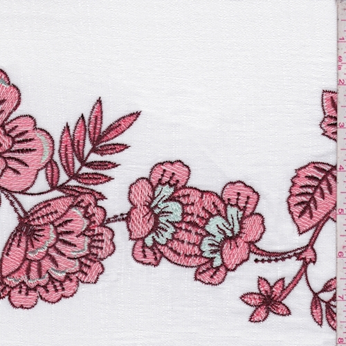 Bright White Embroidered Floral Linen Look