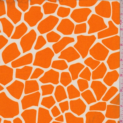 ITY Tangerine/White Giraffe Print Jersey Knit