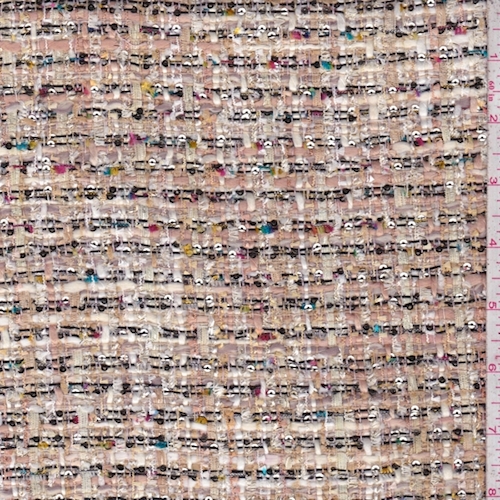 Beige Ribbon Stripe Boucle Jacketing
