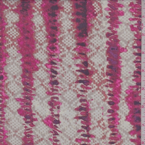 Taupe/Clay/Fuchsia Diamond/Stripe Silk Chiffon