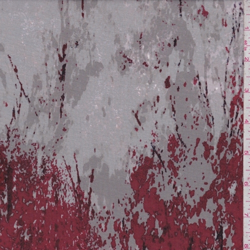 Maroon/Red/Ivory Granite Look Silk Chiffon