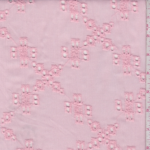 Creamy Pink Crinkled Eyelet Gauze
