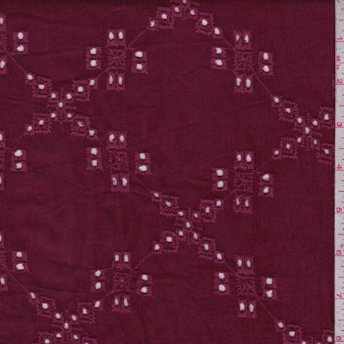 Cranberry Crinkled Eyelet Gauze