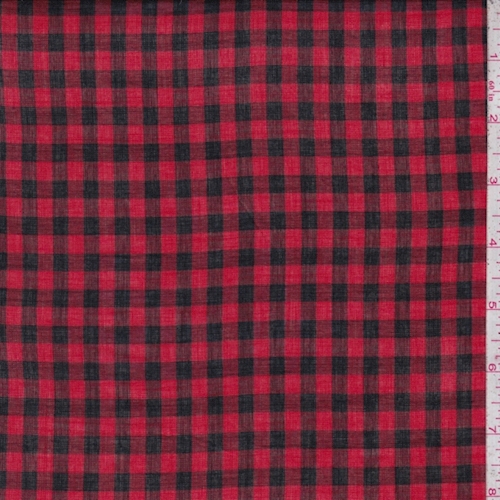 Cherry/Black Check Cotton Lawn