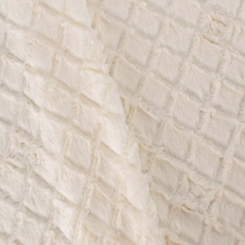 Bone Ivory Diamond Trellis Minky Faux Fur Knit DFW11443