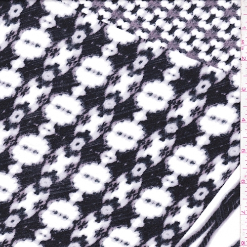 Black/Grey/White Deco Patch Rayon Jersey Knit