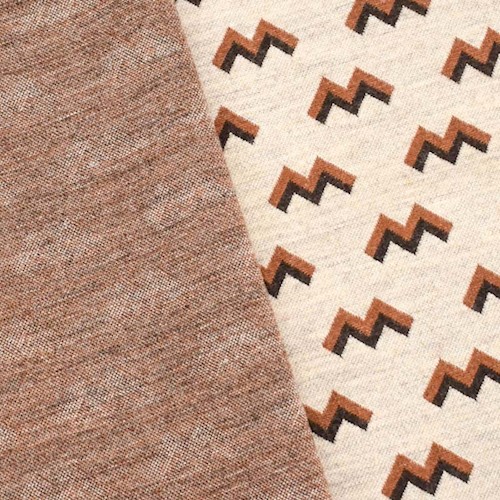 Brown/Beige Wool Blend Chevron Printed Double Knit APS00209