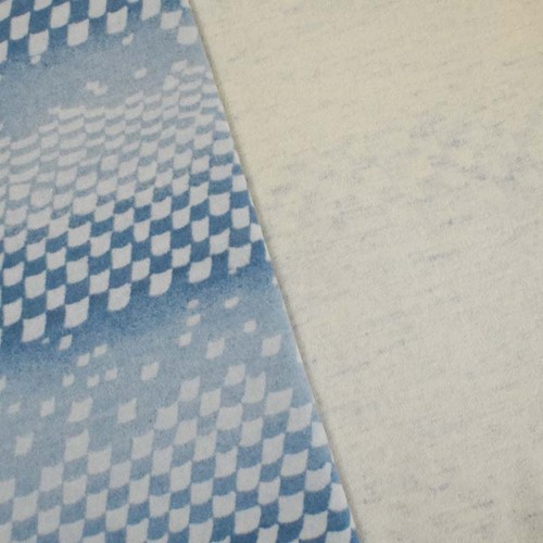 Faded Blue Wool Blend Abstract Check Print Double Knit APS00216