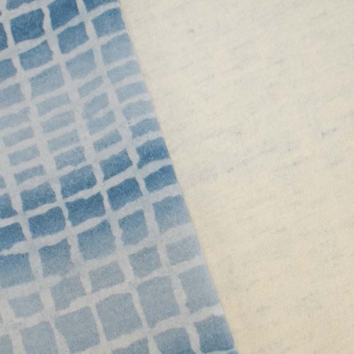 Faded Blue/Mist Wool Blend Abstract Tile Printed Double Knit APS00217