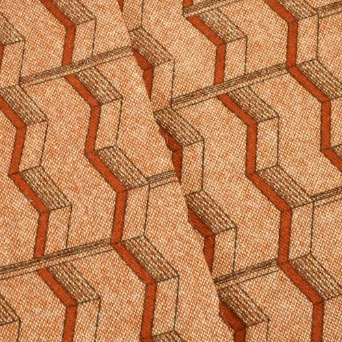Orange/Multi Wool Blend Artistic Chevron Printed Jacketing APS00221