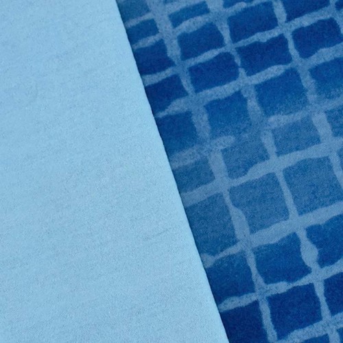 Ocean Blue Wool Blend Abstract Tile Printed Double Knit APS00222