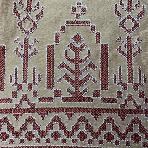 Suntan/Rust Embroidered Aztec Rayon Challis