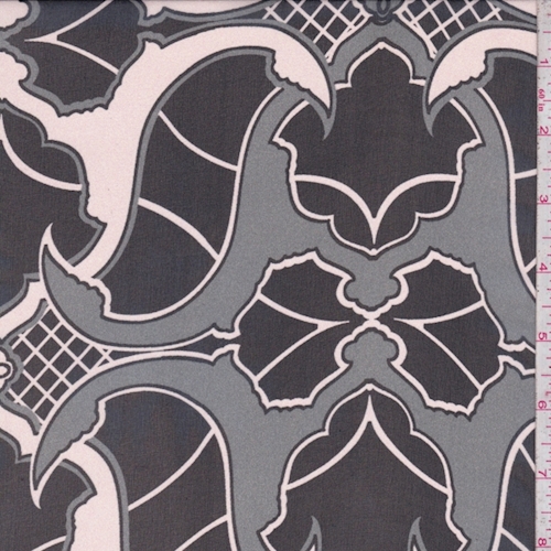 Pale Blush/Black Art Deco Silk Chiffon