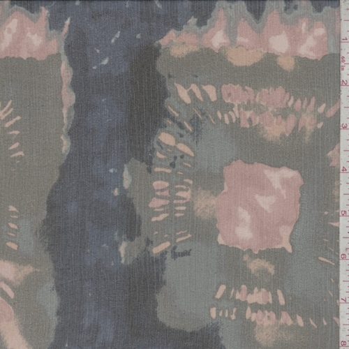 Sage/Ocean/Beige Batik Large Square Silk Crinkle Chiffon