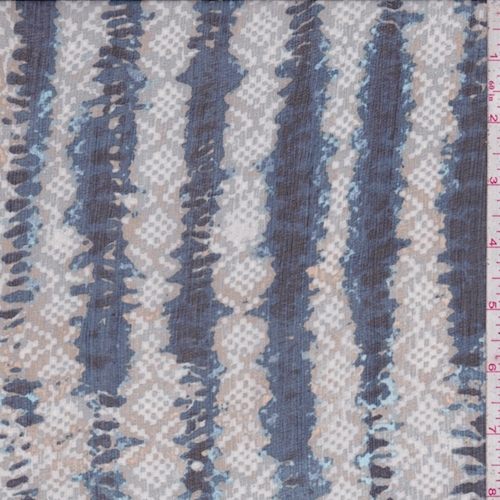 Sage/Ochre/Ocean Diamond/Stripe Silk Crinkle Chiffon