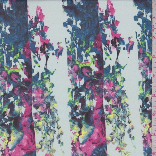 Sea Mist Multi Mottled Stripe Silk Chiffon