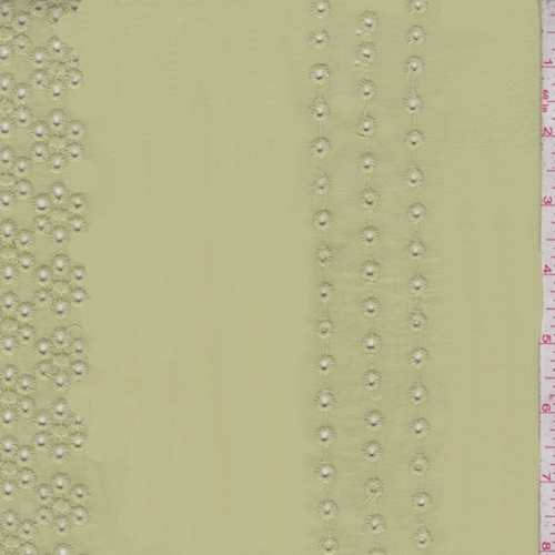 Pale Green Eyelet Stripe Cotton
