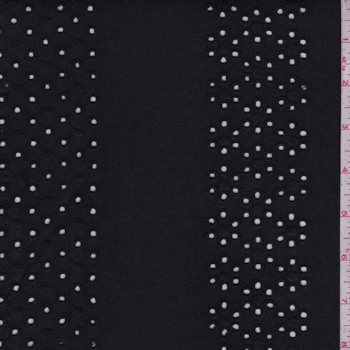 Soft Black Eyelet Stripe Cotton