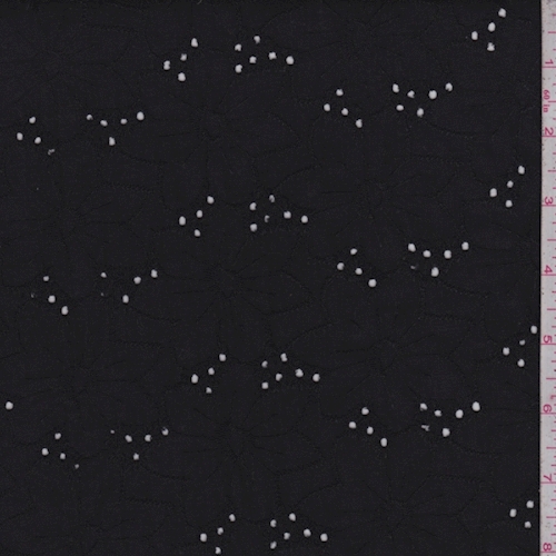 Black Linen Blend Embroidered Floral Eyelet