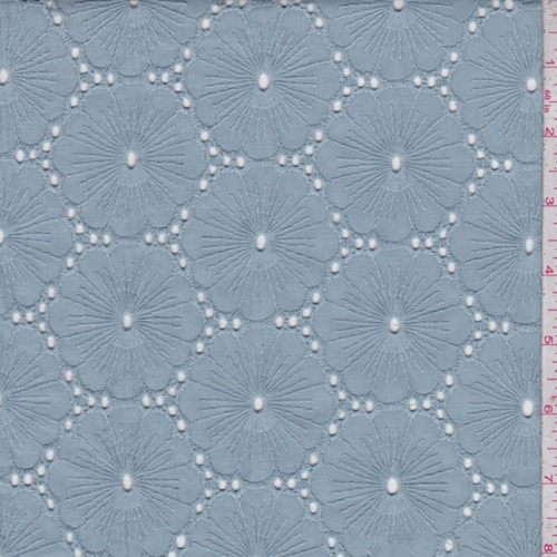 Dusty Blue Embroidered Floral Eyelet