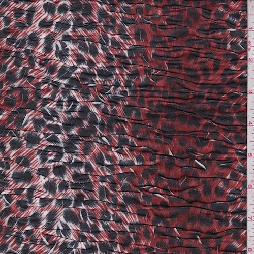 Rust Red/Black Cheetah Print Pucker Knit