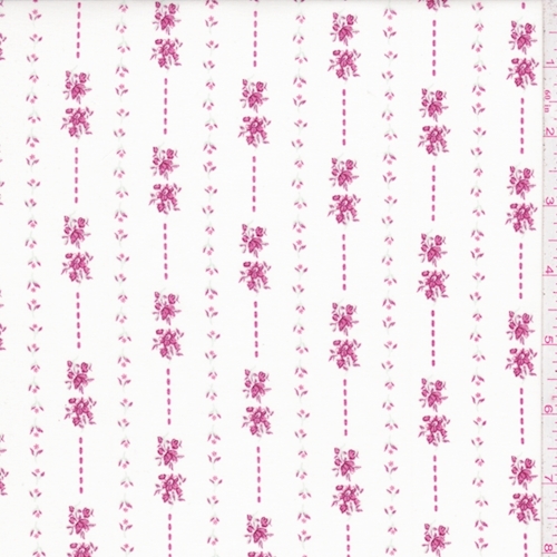 Ecru/Ruby Mini Floral Stripe Cotton