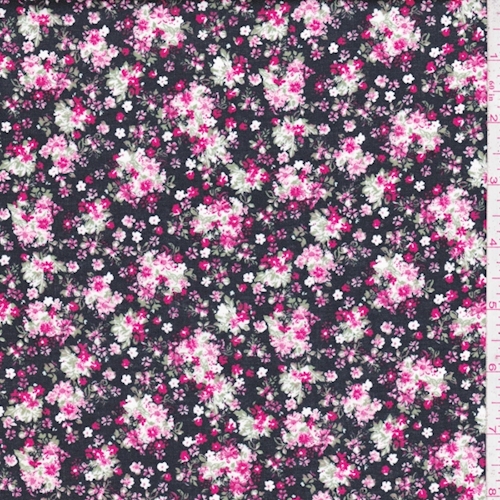 Black/Pink/Jade Mini Floral Cluster Cotton