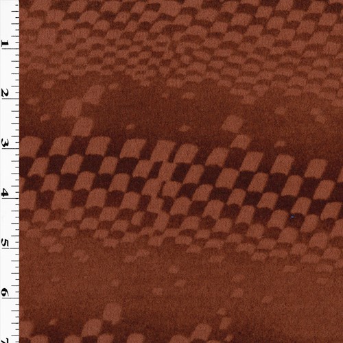 Brick Red/Brown Wool Blend Abstract Check Print Double Knit APS00231